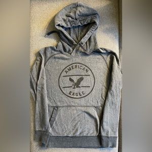 Men’s American Eagle Hoodie Sweatshirt Grey Size Small